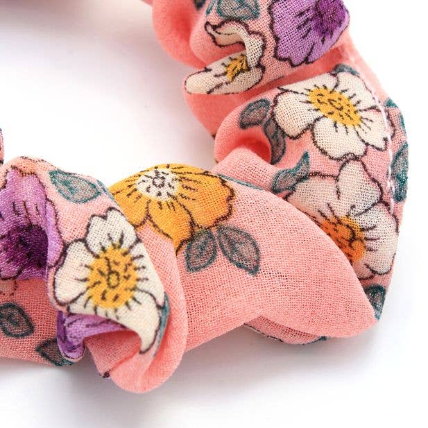 Small - Card Of 2 Floral Print Scrunchies