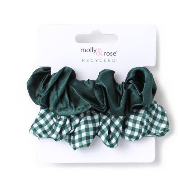 Small - Card of 2 Bottle Green scrunchies