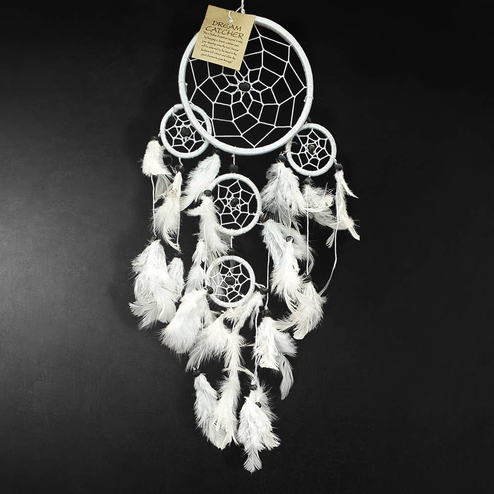 Dream Catcher, 11cm Ring with 4 Smaller Rings: Black