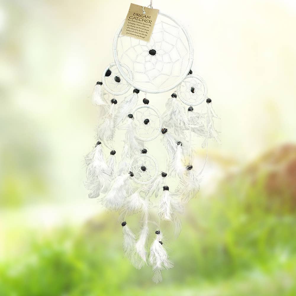 Dream Catcher, 11cm Ring with 4 Smaller Rings: Black