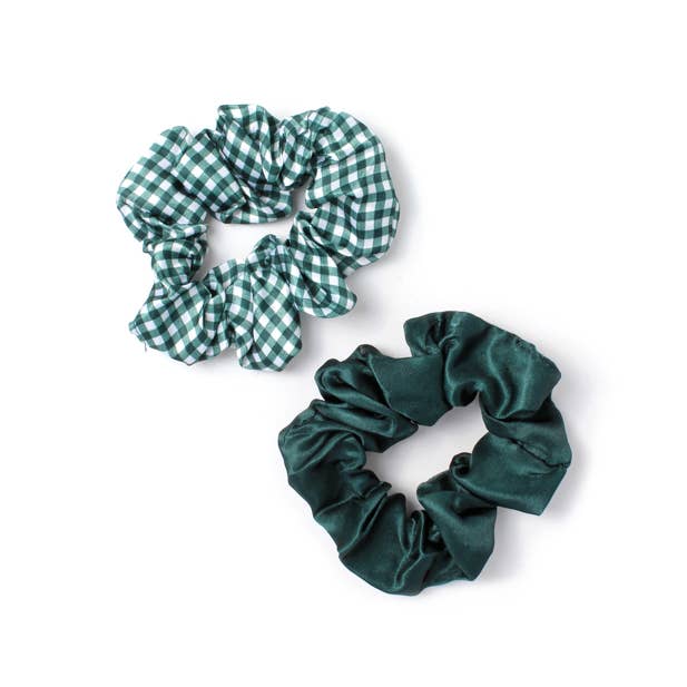 Small - Card of 2 Bottle Green scrunchies