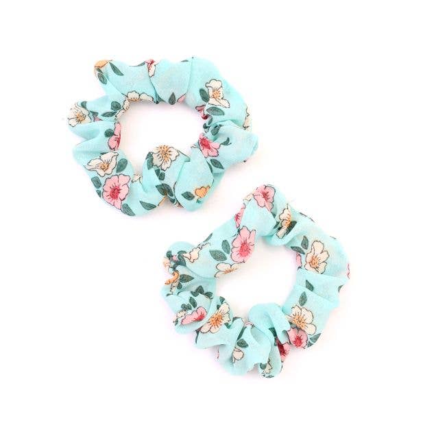 Small - Card Of 2 Floral Print Scrunchies