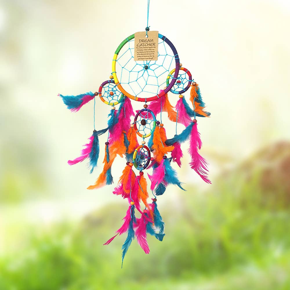 Dream Catcher, 11cm Ring with 4 Smaller Rings: Black