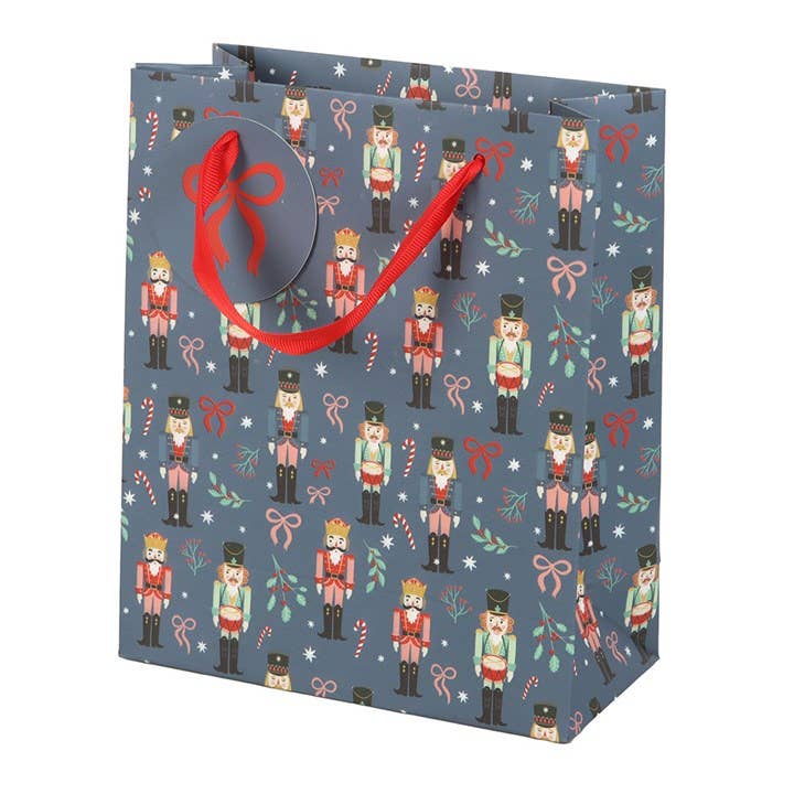 23cm Blue Christmas Nutcracker Print Gift Bag