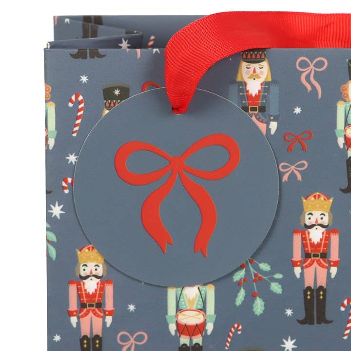 23cm Blue Christmas Nutcracker Print Gift Bag