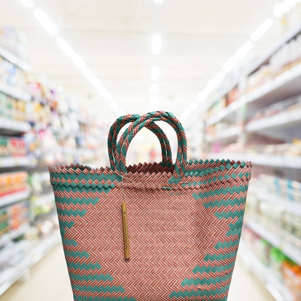 Recycled Plastic Woven Beach/Tote Bag, Large-Assorted Color