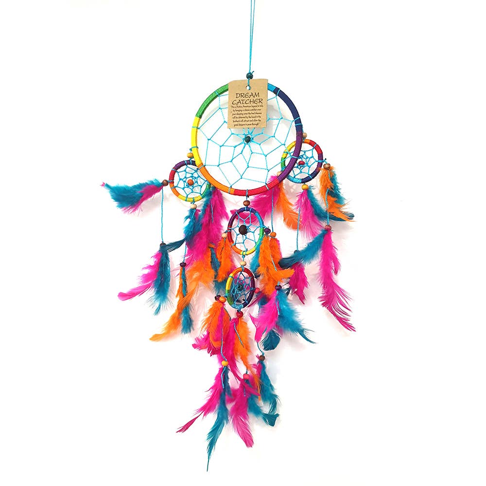 Dream Catcher, 11cm Ring with 4 Smaller Rings: Black