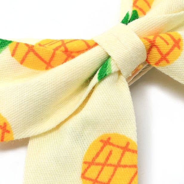Card of 2 Fruit Print Bows In 100% Cotton 5cm
