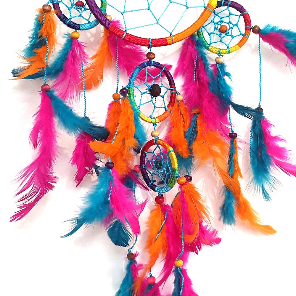 Dream Catcher, 11cm Ring with 4 Smaller Rings: Black
