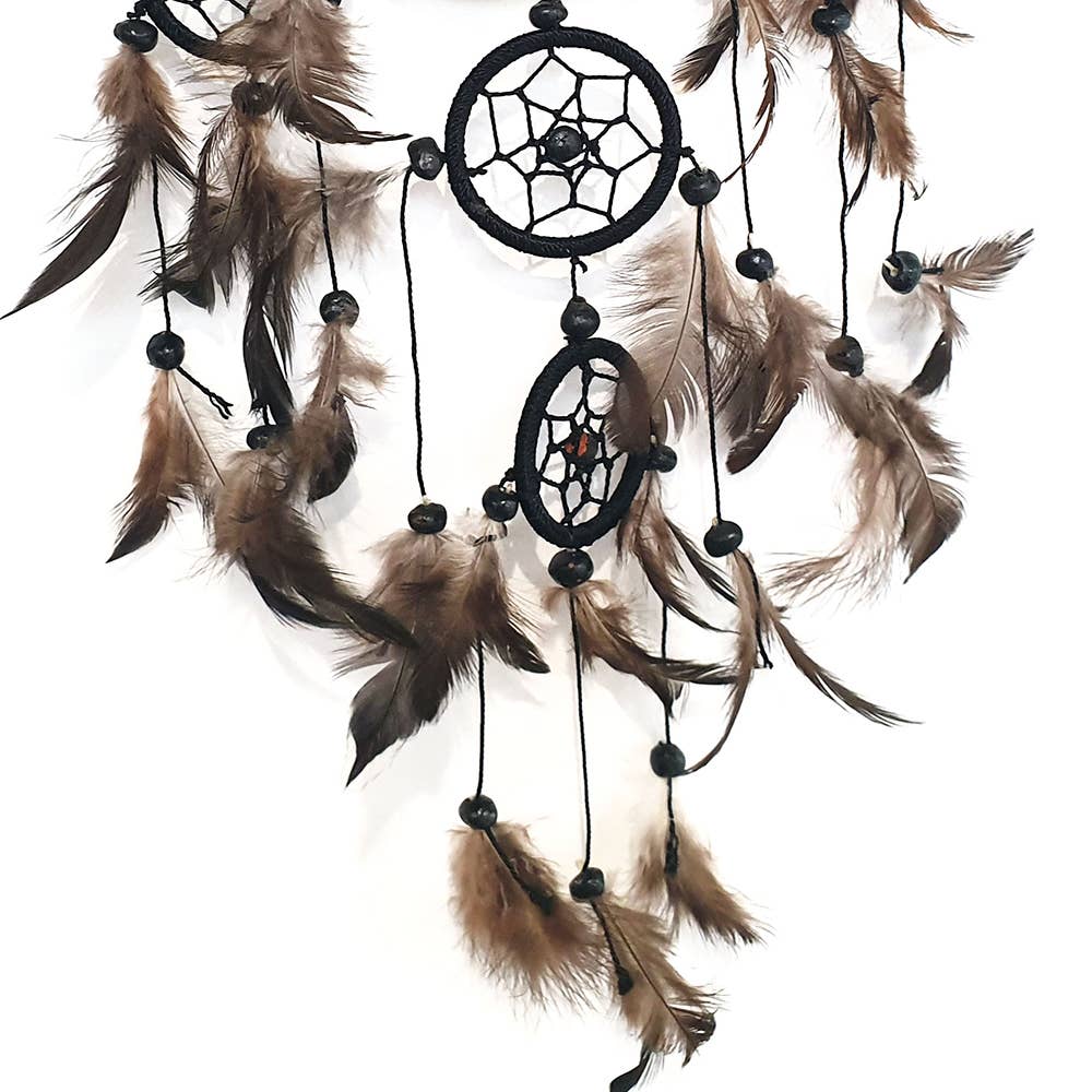 Dream Catcher, 11cm Ring with 4 Smaller Rings: Black