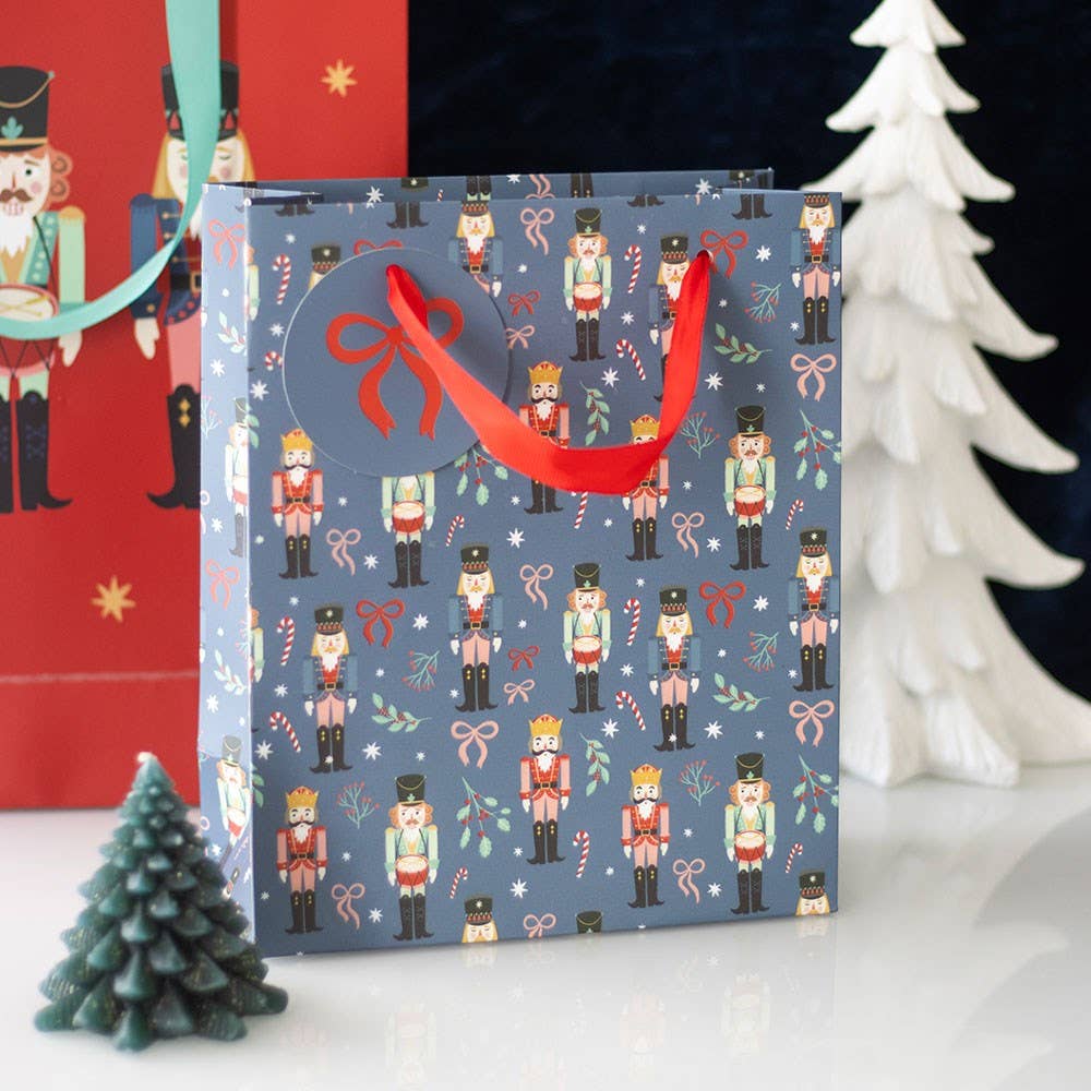 23cm Blue Christmas Nutcracker Print Gift Bag