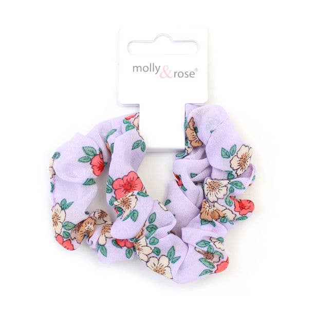 Small - Card Of 2 Floral Print Scrunchies