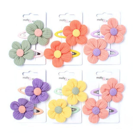 Card of 2 Fabric Flower Sleepies 5cm