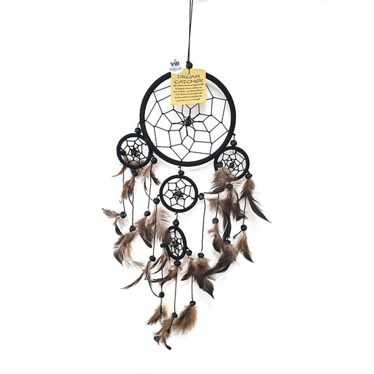 Dream Catcher, 11cm Ring with 4 Smaller Rings: Black