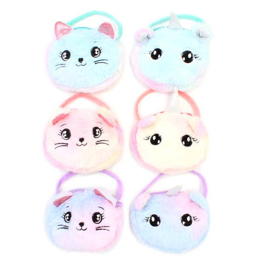 Assorted style fluffy shoulder bag.